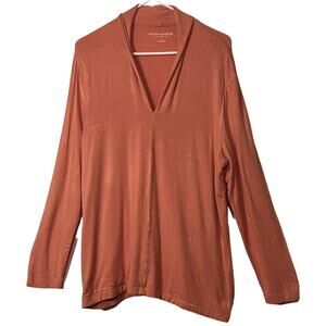 Soft Surroundings Womens Pullover Top Size 1X Salmon Long Sleeve Tunic V-Neck